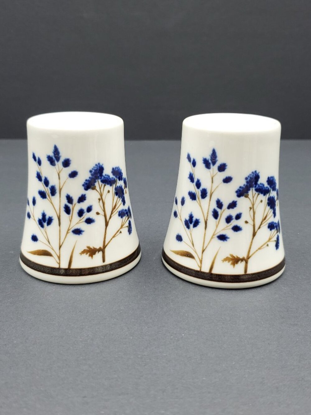 Noritake Winsome Salt & Pepper Shakers Primastone Blue Floral Shaker Set